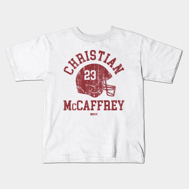 Christian McCaffrey San Francisco Helmet Font Kids T-Shirt by TodosRigatSot